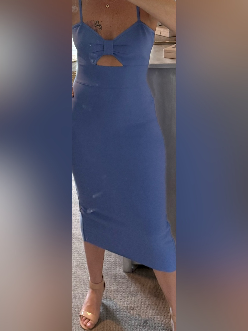 Sleek Blue/Violet Midi Bodycon Dress - Picture 3 of 7